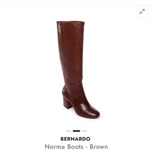 Bernardo Shall tall high boots Chestnut Brown Leather Knee-High Block Heel Boots